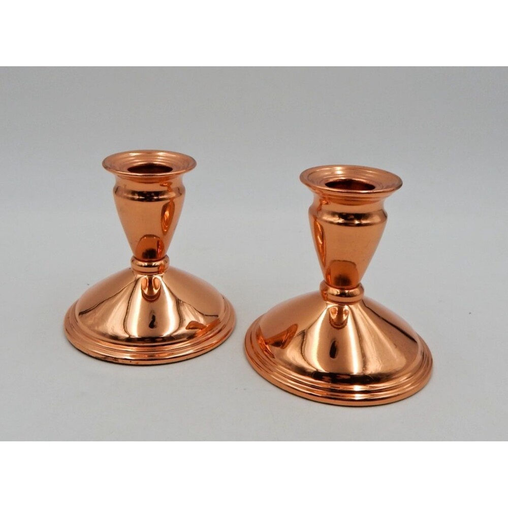 Vintage Copper Candlestick Candle Holders Coppercraft Guild 4 Inch Pair Weighted